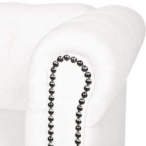 Chesterfield 3-sits konstläder vit