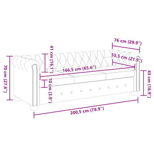 Chesterfield 3-sits konstläder vit