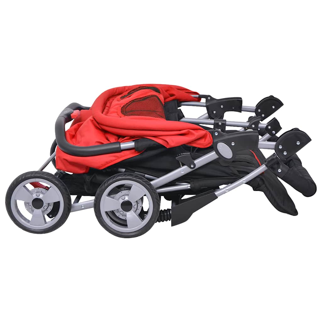 Tvillingvagn stål röd och svart