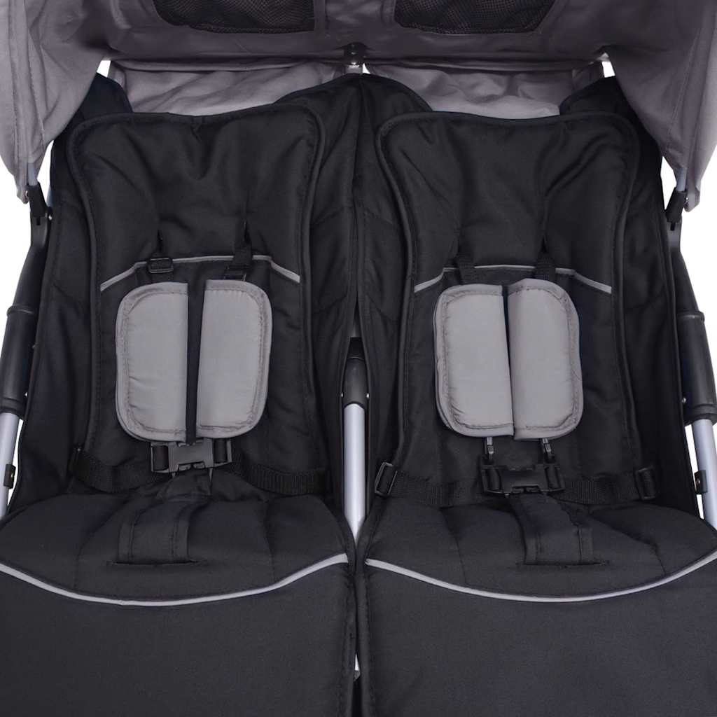 Tvillingvagn stål grå och svart