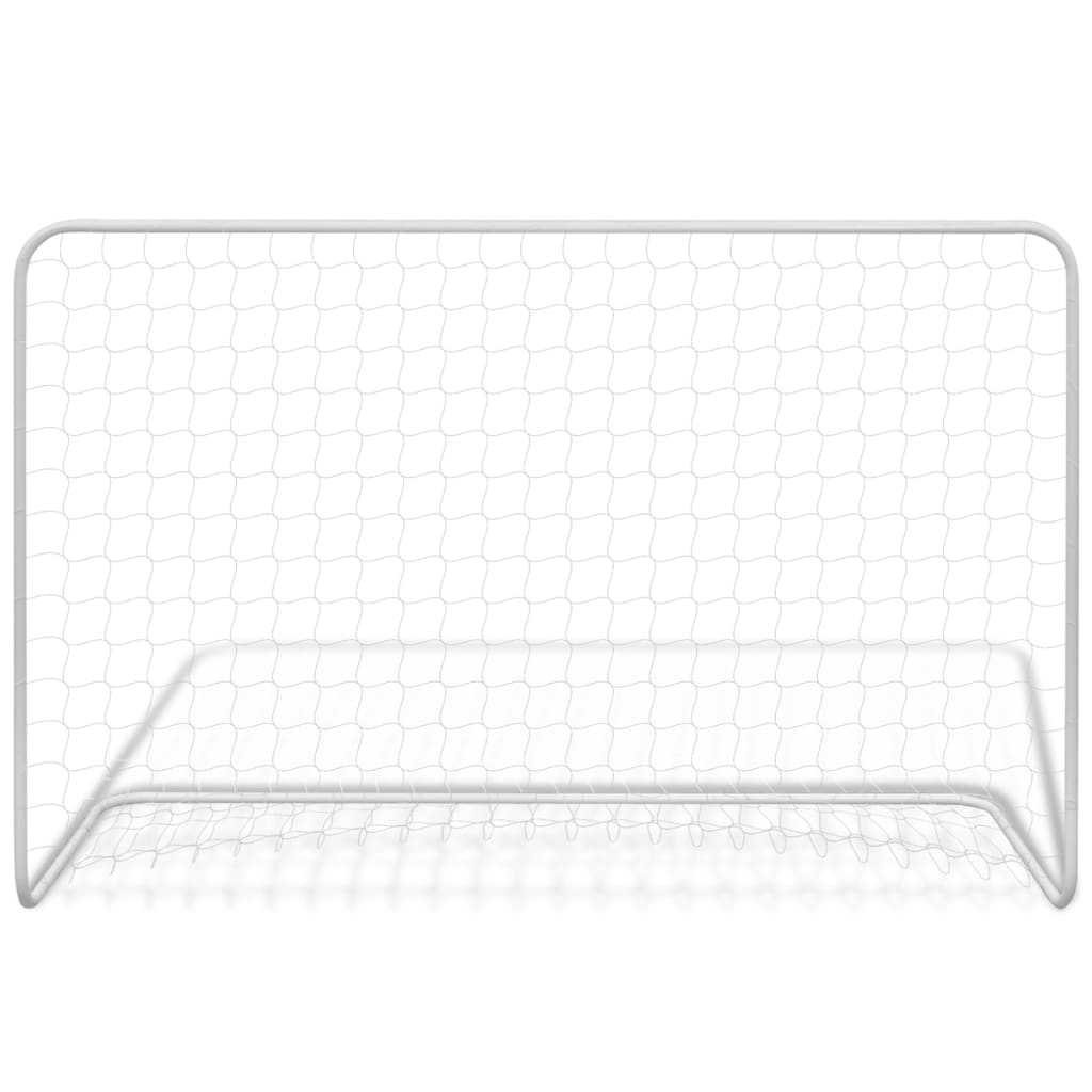 Fotbollsmål 2 st med nät 182x61x122 cm stål vit