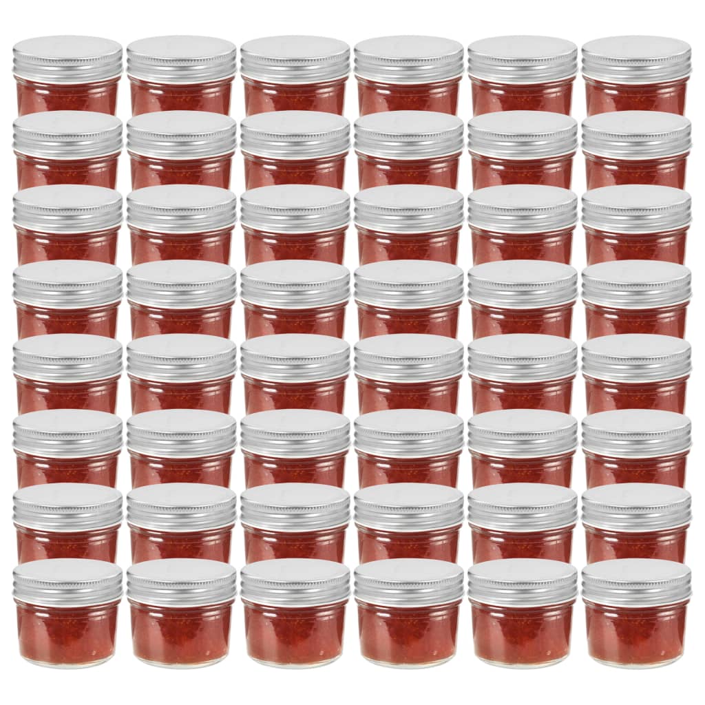 Syltburkar i glas med silvriga lock 48 st 110 ml