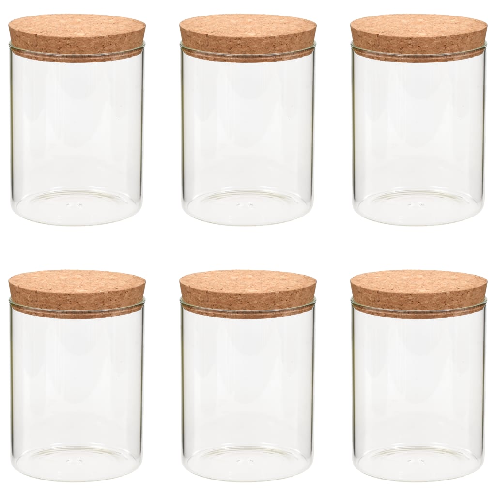 Förvaringsburkar i glas med korklock 6 st 650 ml
