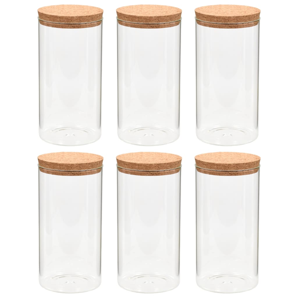 Förvaringsburkar i glas med korklock 6 st 1400 ml