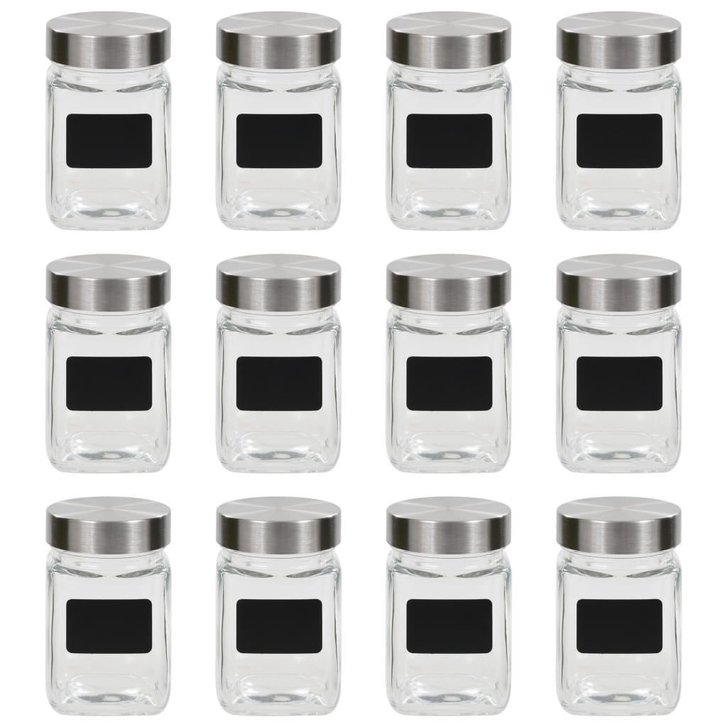 Förvaringsburkar i glas med etiketter 12 st 300 ml