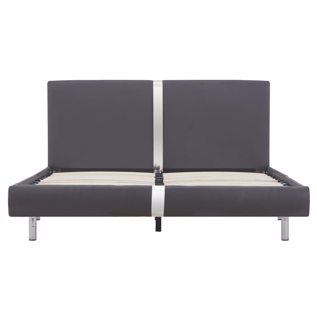 Sängram utan madrass grå konstläder 140x200 cm