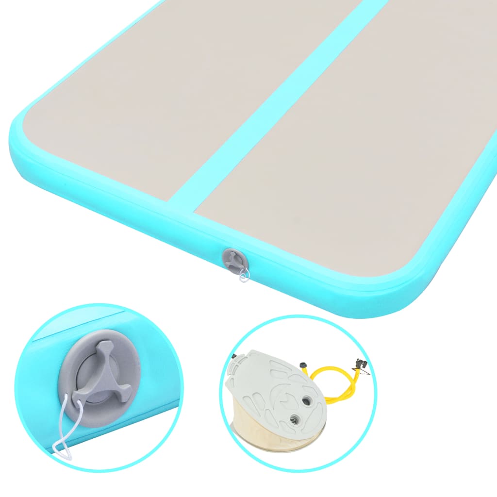 Uppblåsbar gymnastikmatta med pump 300x100x10 cm PVC grön