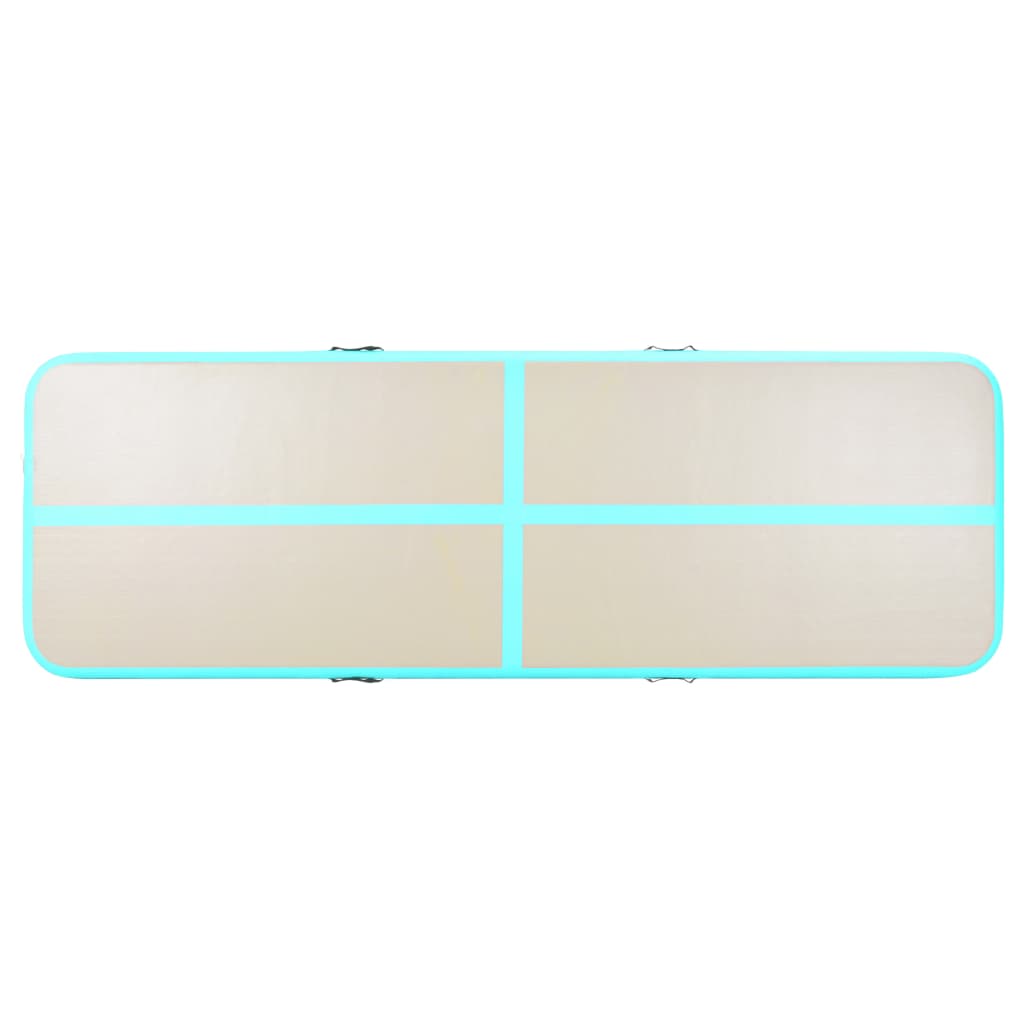 Uppblåsbar gymnastikmatta med pump 800x100x10 cm PVC grön