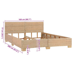 Sängram med huvudgavel utan madrass 160x200 cm äkta rotting