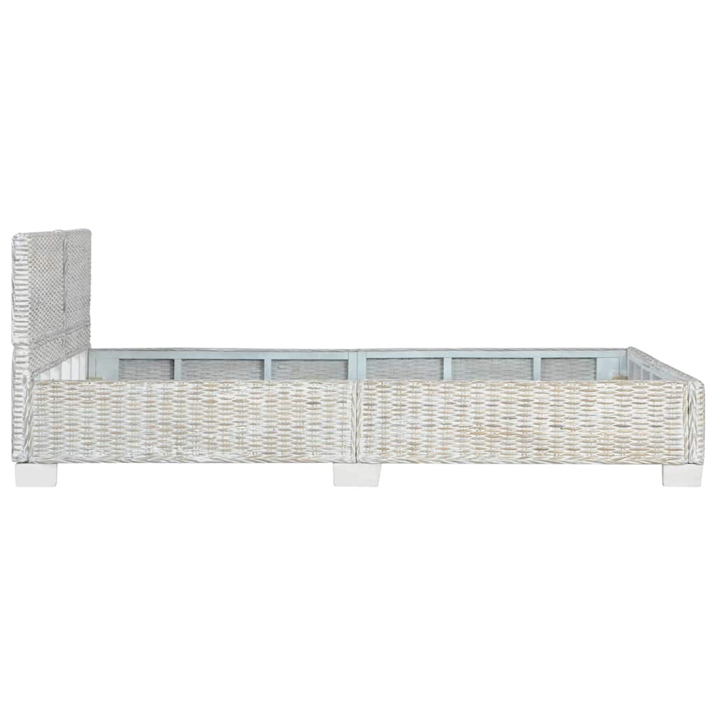 Sängram utan madrass grå naturlig rotting 140x200 cm