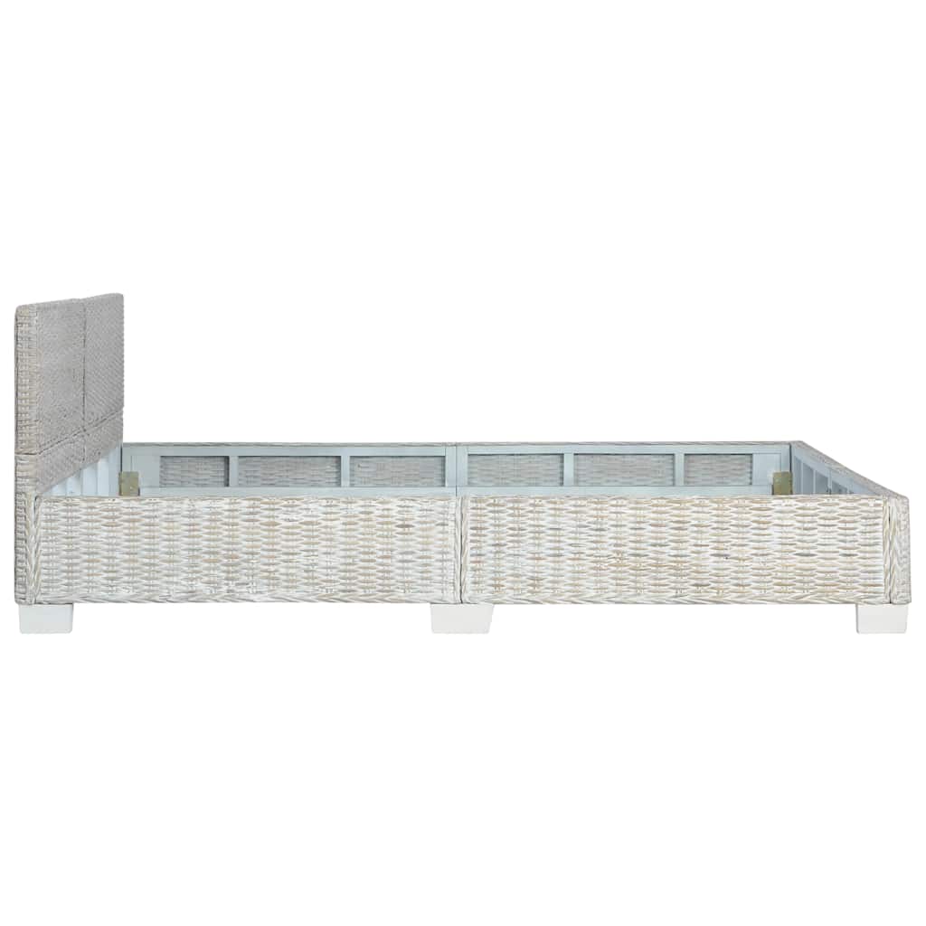 Sängram grå naturlig rotting 160x200 cm