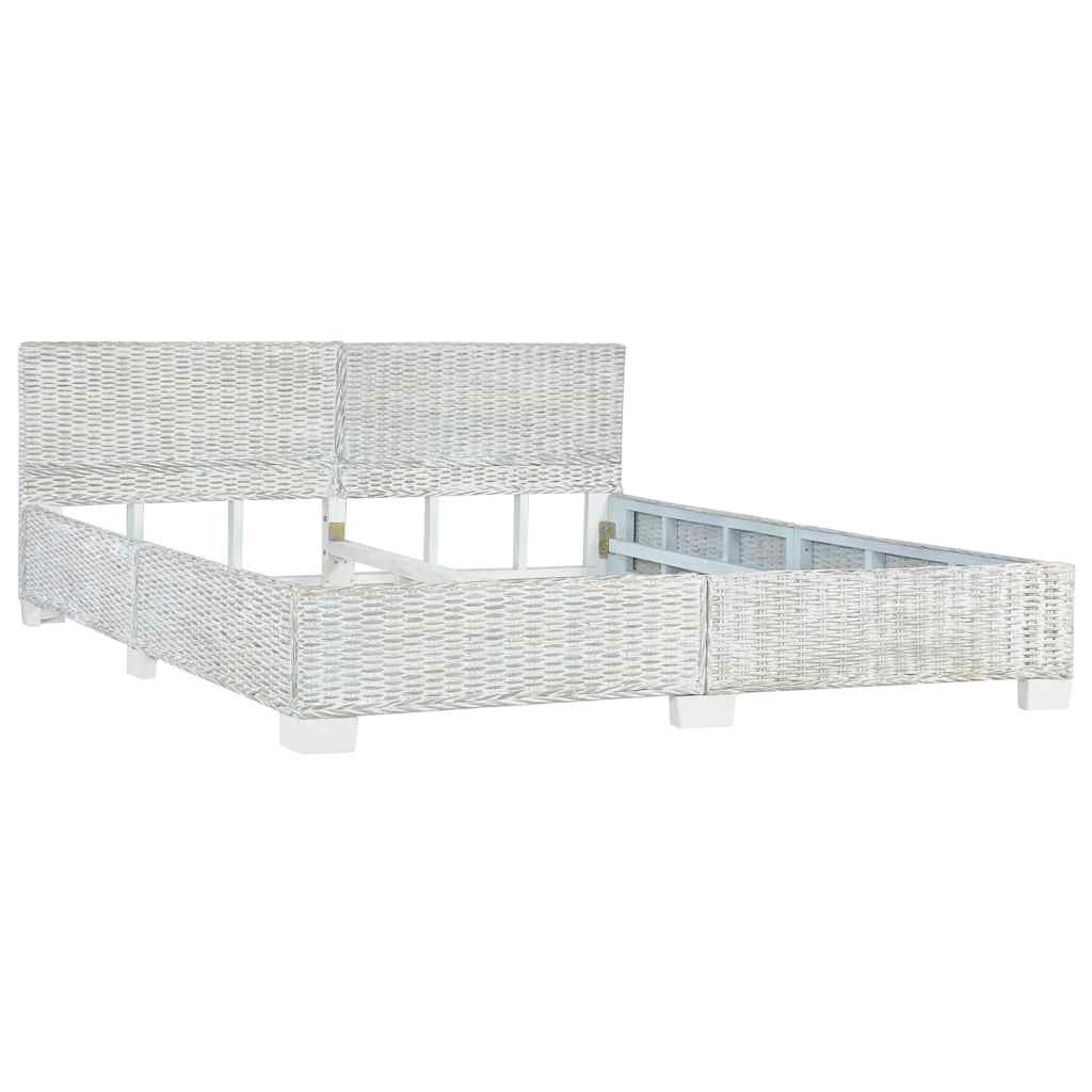 Sängram utan madrass grå naturlig rotting 180x200 cm