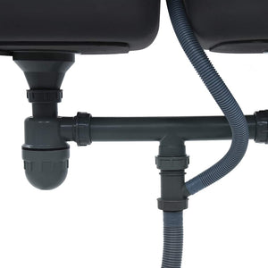 Diskbänk dubbel diskho med sil & vattenlås rostfritt stål