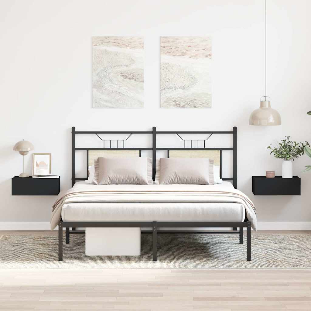 Svävande sängbord 2 st svart 40x30x15 cm konstruerat trä