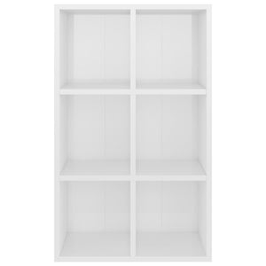 Bokhylla/skänk vit högglans 66x30x98 cm konstruerat trä