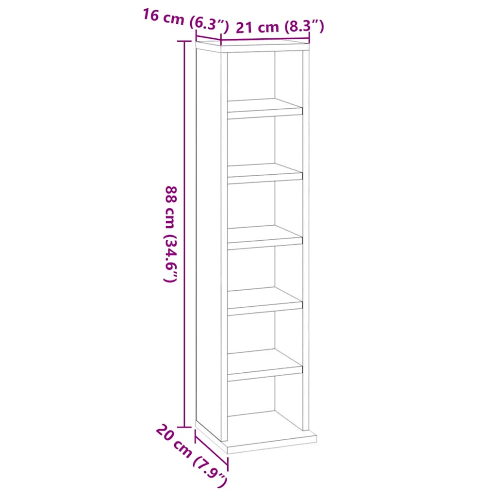 CD-hylla svart 21x20x88 cm konstruerat trä