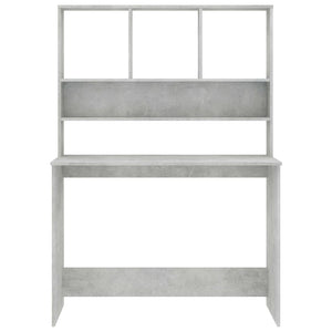 Skrivbord med hyllor betonggrå 110x45x157 cm konstruerat trä