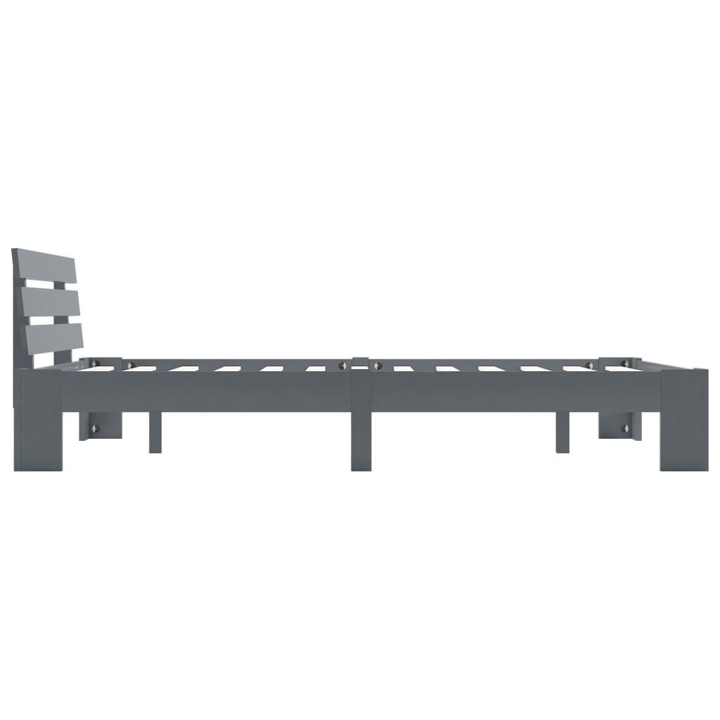 Sängram utan madrass grå massiv furu 140x200 cm