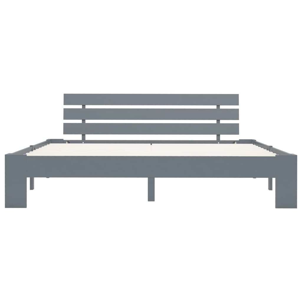 Sängram utan madrass grå massiv furu 180x200 cm