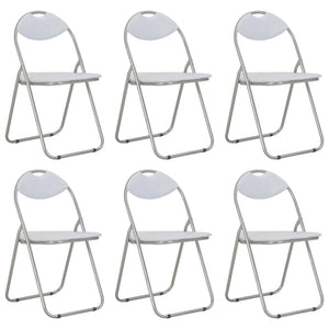 Hopfällbara matstolar 6 st vit konstläder