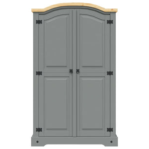 Garderob i mexikansk coronastil furu 2 dörrar grå