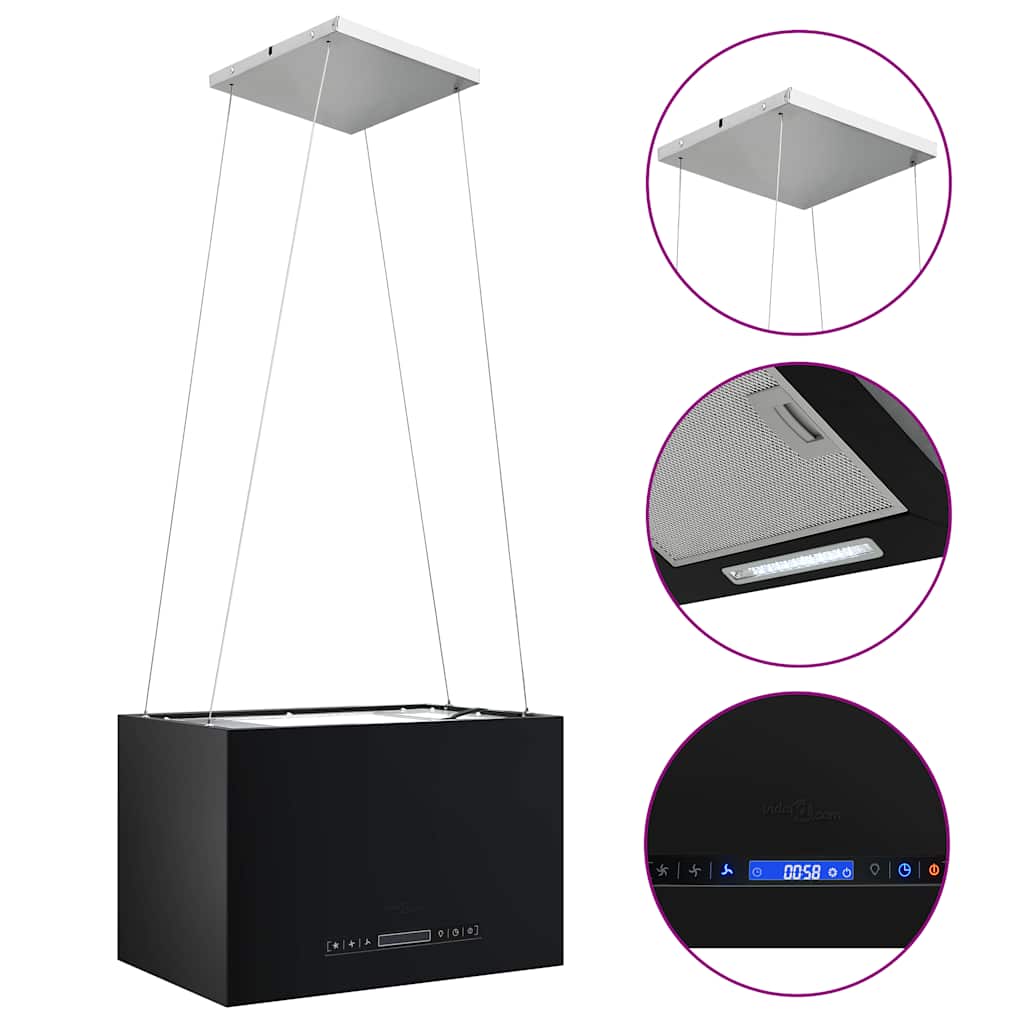 Hängande köksfläkt touchsensor LCD 55 cm pulverlackerat stål