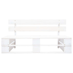 Pallbänk för trädgården trä vit