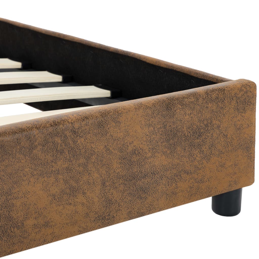 Sängram utan madrass brun konstmocka 120x200 cm