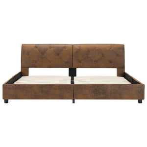 Sängram utan madrass brun konstmocka 160x200 cm