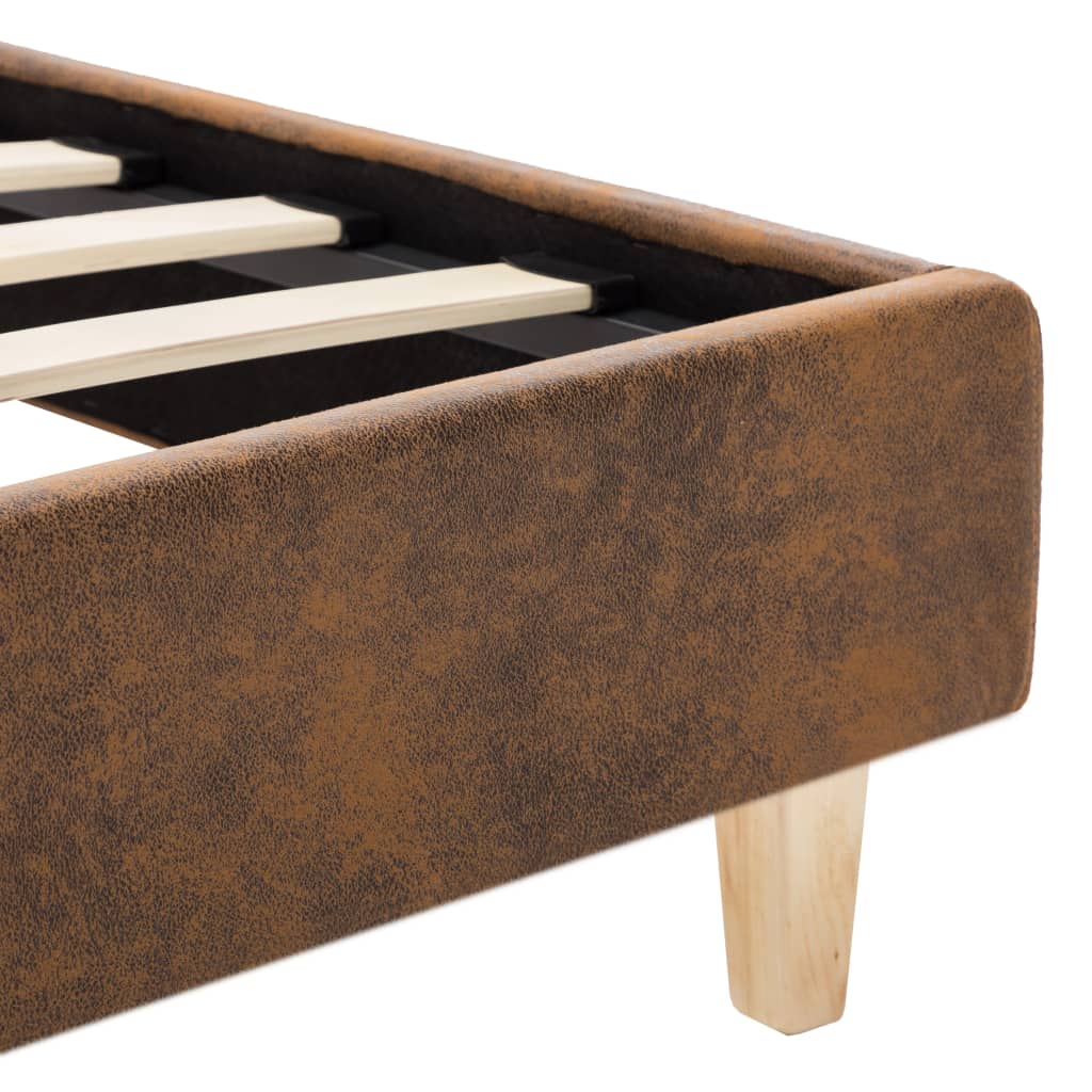 Sängram utan madrass brun konstmocka 90x200 cm