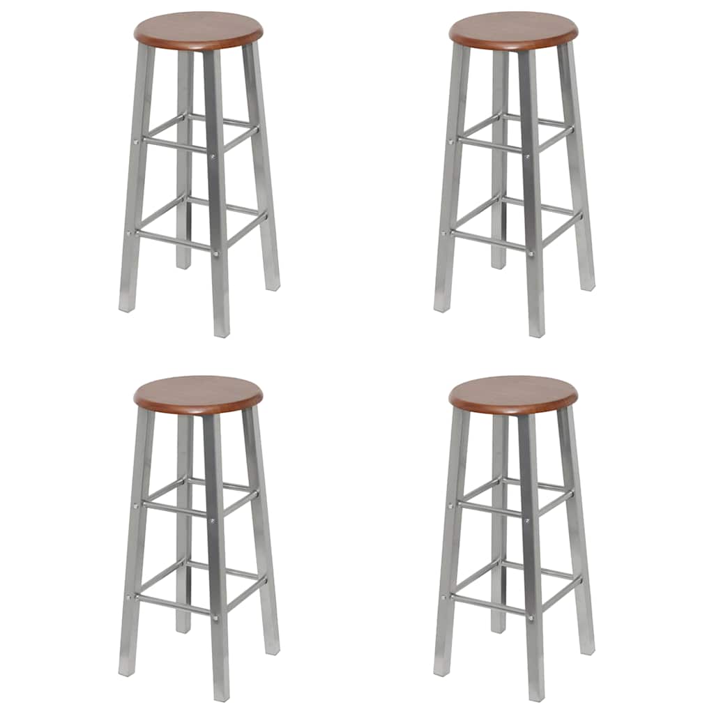 Barstolar 4 st silver och brun MDF