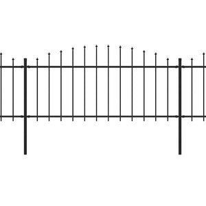 Trädgårdsstaket med spjutspets stål 892,5x75 cm svart