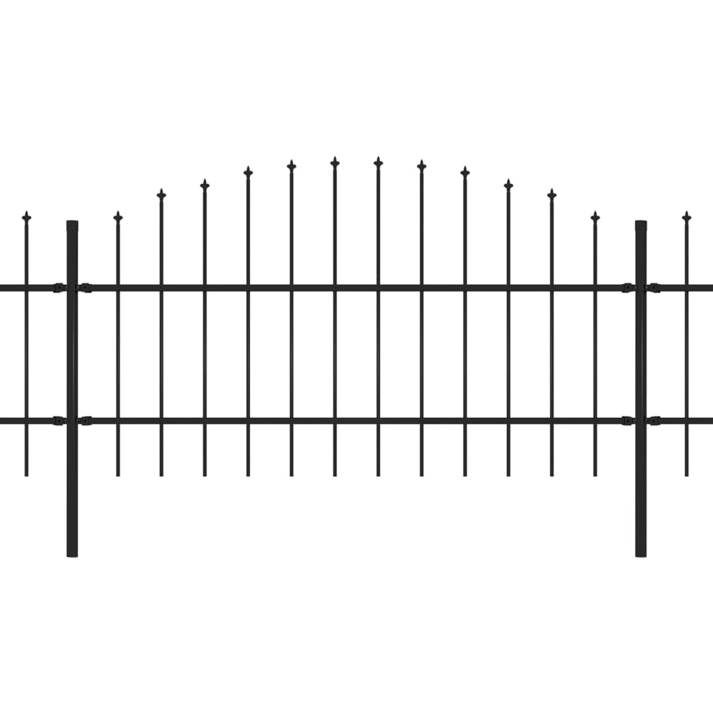 Trädgårdsstaket med spjutspets stål 1248x100 cm svart