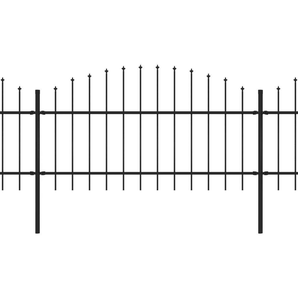Trädgårdsstaket med spjuttopp stål 537x125 cm svart