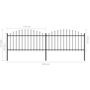 Trädgårdsstaket med spjutstång stål 359x150 cm svart