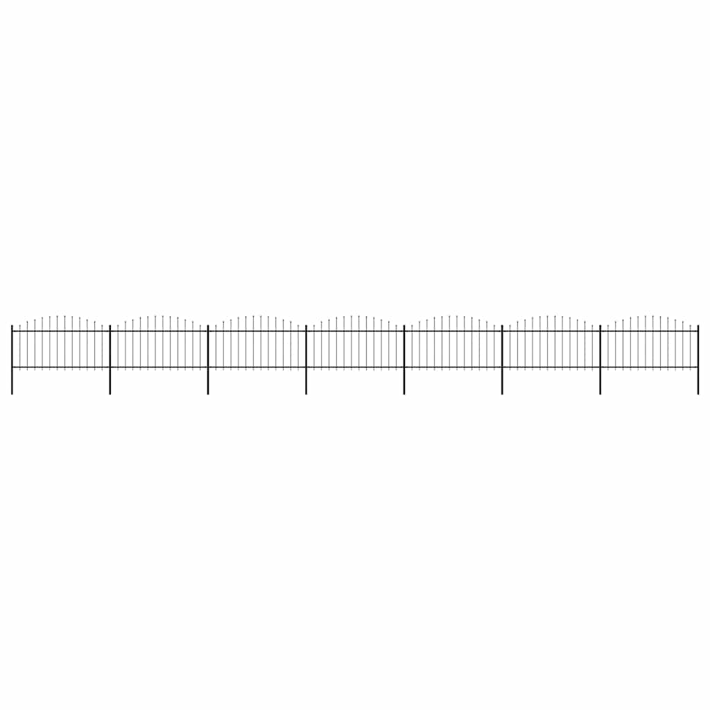 Trädgårdsstaket med spjutspets stål 1248x150 cm svart