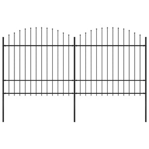 Trädgårdsstaket med spjutspets stål 359x175 cm svart