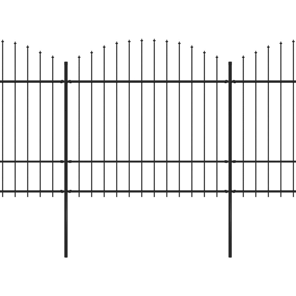 Trädgårdsstaket med spjutspets stål 359x175 cm svart