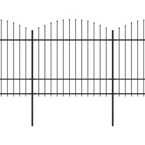 Trädgårdsstaket med spjutspets stål 359x175 cm svart