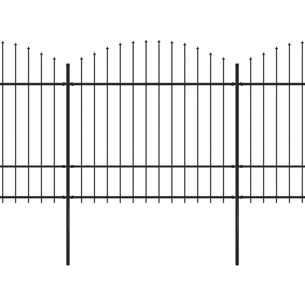 Trädgårdsstaket med spjutstång stål 1248x175 cm svart