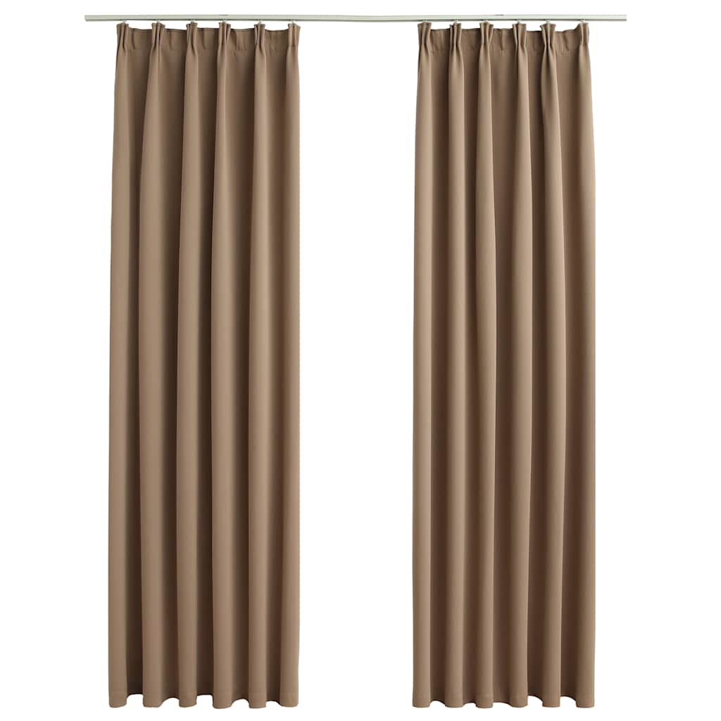 Mörkläggningsgardiner med krokar 2 st taupe 140x225 cm