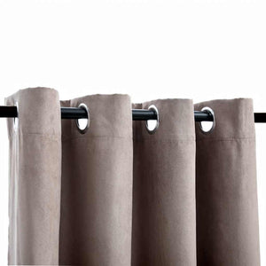 Mörkläggningsgardiner med metallringar 2 st taupe 140x175 cm