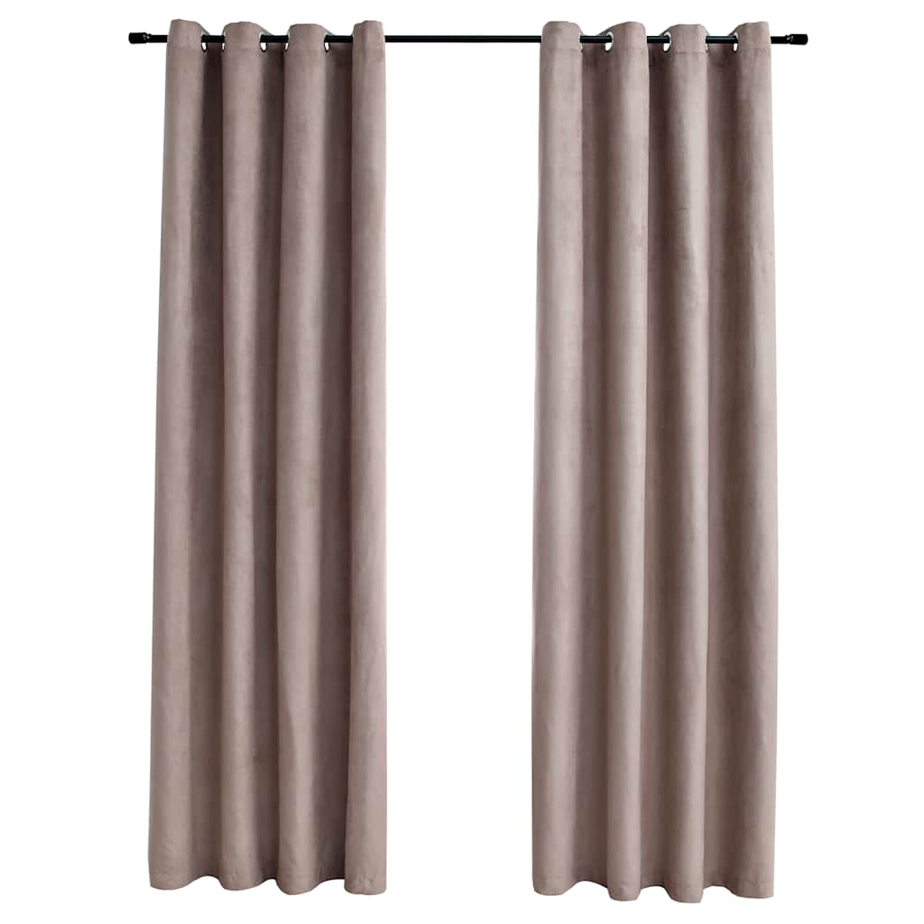 Mörkläggningsgardiner med metallringar 2 st taupe 140x225 cm