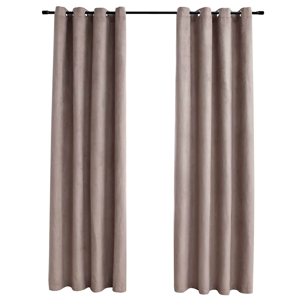 Mörkläggningsgardiner med metallringar 2 st taupe 140x245 cm