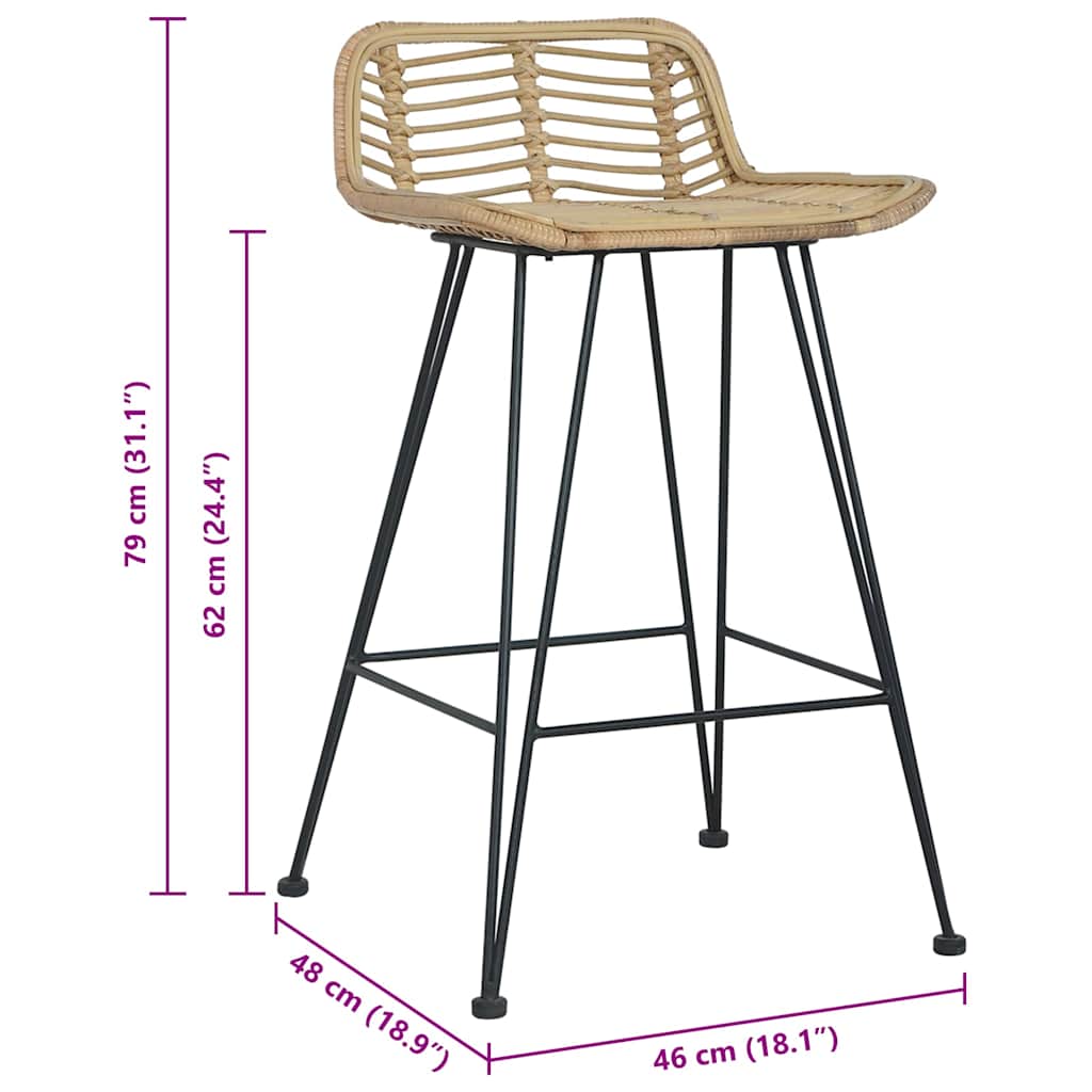 Barstolar 2 st naturlig rotting