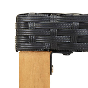 Trädgårdsbänk 120 cm svart konstrotting och massivt akaciaträ