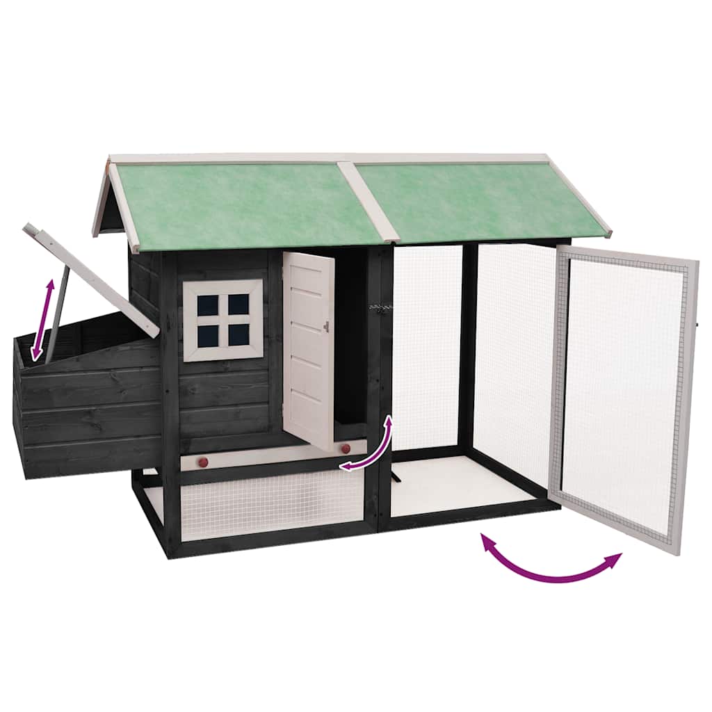 Hönshus grå 170x81x110 cm massiv furu & granträ