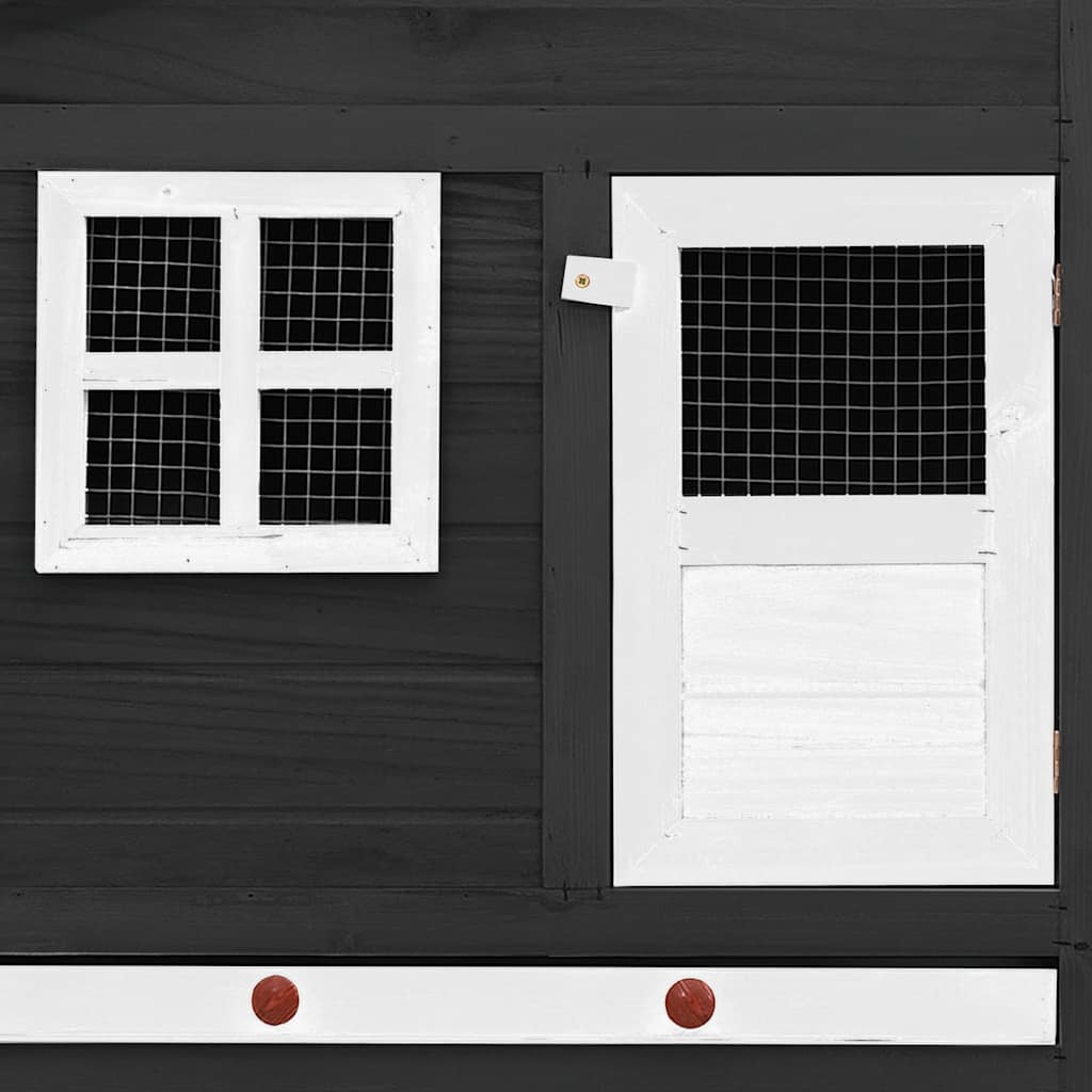 Hönsbur med värprede grå och vit massivt granträ