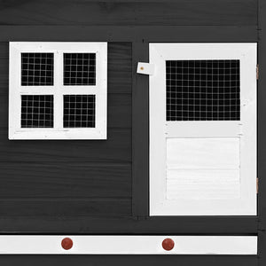 Hönsbur med värprede grå och vit massivt granträ