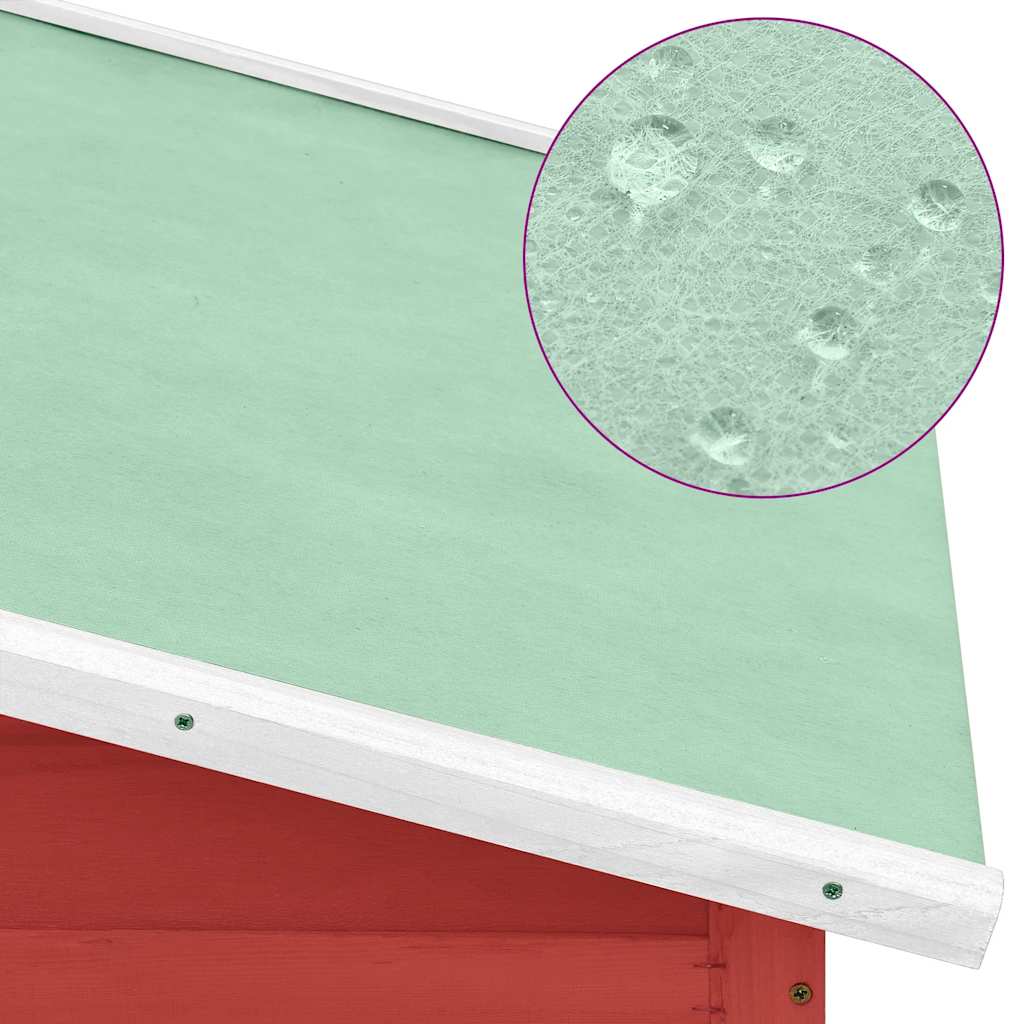 Hönsbur med värprede röd och vit massivt granträ